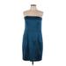 Express Design Studio Cocktail Dress - Sheath Strapless Sleeveless: Teal Print Dresses - Women's Size 12