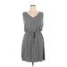 Love, Fire Casual Dress - Mini V-Neck Sleeveless: Gray Print Dresses - Women's Size X-Large