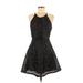 Sienna Sky Casual Dress - A-Line Halter Sleeveless: Black Print Dresses - Women's Size Medium