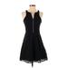 Express Casual Dress - A-Line V Neck Sleeveless: Black Print Dresses - Women's Size 2