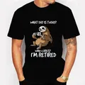 T-shirt à Manches Courtes pour Homme avec Image de Sloth Who Cares I'm Retired Dessin Animé 2023