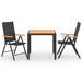 Winston Porter Brunonas 3 Piece Garden Outdoor Dining Set Wood/Wicker/Rattan in Black | 31.1 W x 31.1 D in | Wayfair