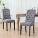 Red Barrel Studio® Nini Fabric High Back Tufted Parsons Chair Dining Chair Wood/Upholstered/Fabric in Gray | 39.4 H x 17.5 W x 26 D in | Wayfair