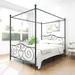 Winston Porter Nahyma Metal Canopy Bed Metal in Black | 76.3 H x 61 W x 83.5 D in | Wayfair 70D9D8D99E6947C89AB906D046A07F29