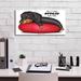 Trinx Red Barrel Studio® 'Black Dachshund On Red Cushion' By Danny Gordon Art Canvas in Black/Red | 12 H x 24 W x 0.75 D in | Wayfair