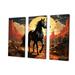 Charlton Home® A Black Horse In Nevada I On Canvas 3 Pieces Print Metal in Black/Orange | 32 H x 48 W x 1 D in | Wayfair