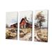 Fleur De Lis Living Farmstead Lnadscape III On Canvas 3 Pieces Print Metal in Red | 32 H x 48 W x 1 D in | Wayfair ED685B99765442B5B86C29FEB6FC5101