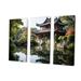 Charlton Home® Asian Art Serene Pagoda I On Canvas 3 Pieces Print Metal in Brown/Green | 40 H x 60 W x 1 D in | Wayfair