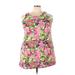 Love Chesley Casual Dress - Mini High Neck Sleeveless: Pink Floral Dresses - Women's Size 2X