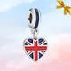 Great Britain Union Jack Heart Dangle Charm * New Genuine S925 Silver Charm for Pandora Bracelet * Necklace Pendant * Come With a Box