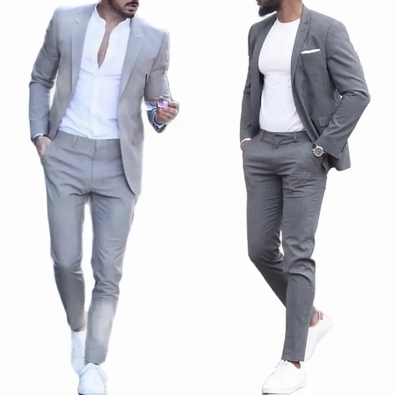 Abiti da uomo d'affari casual per matrimonio 2 pezzi Abiti da uomo Smoking da sposo Slim Fit Picco risvolto Terno Masculino Costume Homme