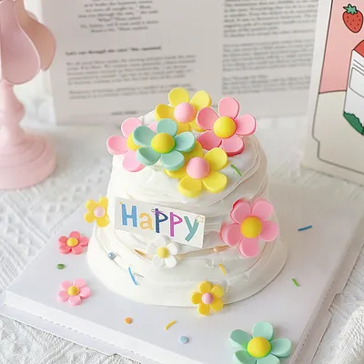 12pcs Color 3D Daisy Birthday Party Cake Topper Kids Baby Girl Princess Favors Flower Birthday Cake