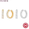 Aide 18K Gold Plated 925 Sterling Silver Classic Round Circle Gold Silver CZ Hoop Earrings for Women