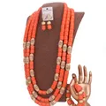 Dudo Artificial Coral Beads Jewelry Set African Nigeria Wedding Jewelry Bracelet Earrings Set 2023