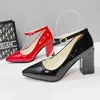 7cm quadratische Ferse Pumps Frauen Schuhe Freizeit nkle Riemen glatte Niet Fixierung Zuhälter
