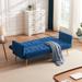 Folding Sofa Bed Blue Velvet Convertible Loveseat Recliner Bed