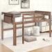 79''L Wood Low Full/Twin Size Loft Bed with Hanging Clothes Racks and High Guardrail