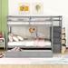 Gray Wood Full-Full Size Bunk Bed w/ Trundle & Storage Staircase