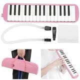 LIZEALUCKY 32 Piano Keys Melodica Musical Education Instrument Piano Keyboard Harmonica Wind Musical Instrument with Portable Carrying Bag for Beginners[Pink]