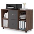 Walnut-dark gray Mobile filing cabinet with 2 drawers and 4 open storage cabinets YC hot sale