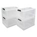 Qskely 30 L Clear Plastic Collapsible Storage Crate Folding Storage Box with Lid 4-Pack