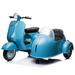 NEWWARE 2-Seater Kids Ride on Car 12V Licensed Vespa Electric Motorycle with Side Car 2-Seater Tricycle Sidecar with Music Lights Max Speed 4.8mph Blue