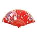 Nomeni Ornaments Chinese Style Dance Wedding Party Lace Silk Folding Hand Held Flower Fan Fan Red