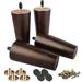 4 inch Solid Wood Furniture Legs Btowin VCF 4Pcs Mid-Century Modern Walnut Wooden Replacement Feet with Threaded 5/16 Hanger Bolts & Mounting Plate & Screws for Sofa Couch Armchair Cabinet TV Stand