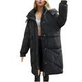 Diufon Women s Long Down Coats Hoodies Winter Warm Quilted Jacket Outdoor Windproof Full Zip Thick Puffer Jackets