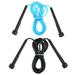 2pcs Crystal PVC Jump Ropes Plastic Handles Skipping Rope Professional Sports Equipment for Adults Students (Black+Blue)