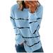 Ydkzymd Long Sleeve Shirt Women Long Sleeve Compression Shirts for Women Pack Sky Blue plus size Casual Striped Tops Petite Crew Neck Oversized Shirts XL