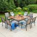 Summit Living 9-Piece Outdoor Dining Set with Large Square Table & Textilene Chairs for 8-Person Black & Gray Brown