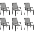 ELPOSUN Patio Dining Chairs Set of 6 Outdoor Textilene Dining Chairs with High Back Patio Furniture Chairs with Armrest Metal Frame for Lawn Garden Backyard Deck Dark Grey