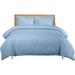 Damask Striped 600-Thread-Count 100-Percent Cotton 3PC King-California King Duvet Cover Set With Buttons Enclosure Blue