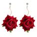 Qisuw New Bohemia Romantic DIY Handmade Rose Artificial Flower Earring For Women Girl Party Beach Fashion Luxury Jewelry Gift