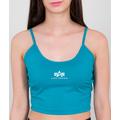 Alpha Industries Basic Crop SL Ladies Top, turquoise, Size M for Women