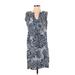 London Times Casual Dress - Shift: Blue Print Dresses - Women's Size 4