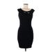 Guess Cocktail Dress - Bodycon Scoop Neck Short sleeves: Black Print Dresses - Women's Size Medium
