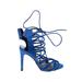 Zara Basic Heels: Gladiator Stilleto Boho Chic Blue Solid Shoes - Women's Size 36 - Open Toe