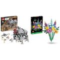 LEGO 75337 Star Wars at-TE Walker, Bewegliches Spielzeugmodell & 10313 Icons Wildblumenstrauß-Set, künstliche Blumen mit Mohn und Lavendel