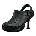 Pride of Woman Holes in Women's High-Heeled Slippers Clogs, Adult Heel Classic Clog Footwear, Black, 5.5 UK