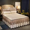 Ruffle Skirt Bedspread Princess Bedding Pillowcases Velvet Thick Warm Lace Fitted Sheet Quilted Bed Cover European 3pcs Mattress Cover King Queen Size,E-Queen(150x200cm+Pillowcases)