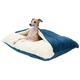 Calming Hooded Dog Bed, Orthopedic Dog/Cat Bed with Hood Blanket, Washable, Removable Dog Sleeping Bags for Small Medium Pet, Soft Fuzzy Comfy Dog Bed Sofa (Color : Blue, Size : 100x75x30cm)