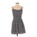 Mimi Chica Casual Dress - A-Line Scoop Neck Sleeveless: Black Chevron/Herringbone Dresses - Women's Size Small