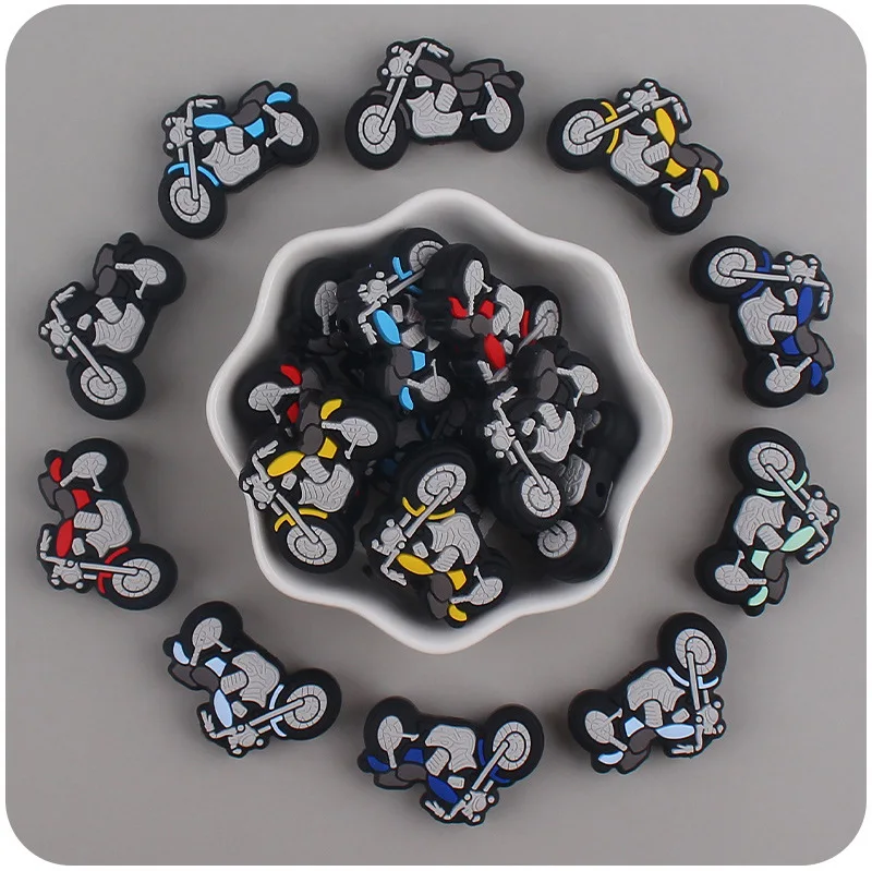 Kawaii cadeaux 10 PC/lot bébé Silicone moto perles bébé bricolage dentition sucette chaîne colliers accessoires sûr soins infirmiers à mâcher