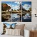 Gracie Oaks Holland Windmill Reflections II On Canvas 3 Pieces Print Metal in Blue/Gray/Green | 32 H x 48 W x 1 D in | Wayfair