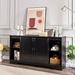 Gracie Oaks Rahkiem 60" Media Center, Farmhouse Wood TV Stand w/ Sliding Barn Door, Mid Century Modern Wood in Black | Wayfair