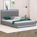 Brayden Studio® Clasine Bed w/ LED Light & 4 Drawers Upholstered/Linen in Gray | 44.5 H x 62.6 W x 81.9 D in | Wayfair