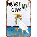 Creativo Never Give Up Animal Art-Wall Art Nostalgic Tin Sign-Retro Tin Wall Metal-Siding Bar Family