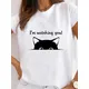 T-shirt da donna manica corta stampa T moda abbigliamento donna t-shirt grafica gatto animale